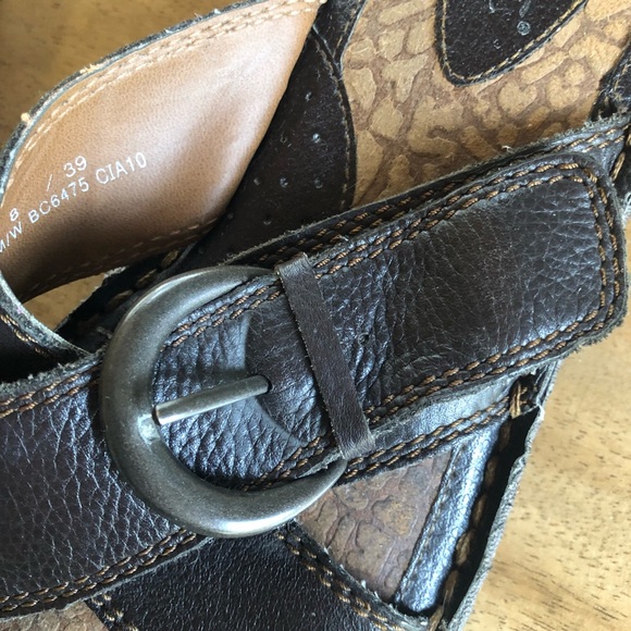 Womens Dark Brown B.O.C. By Born Leather Cross Strap Slide Sandals Shoes 8 EUR39 - Picture 11 of 14